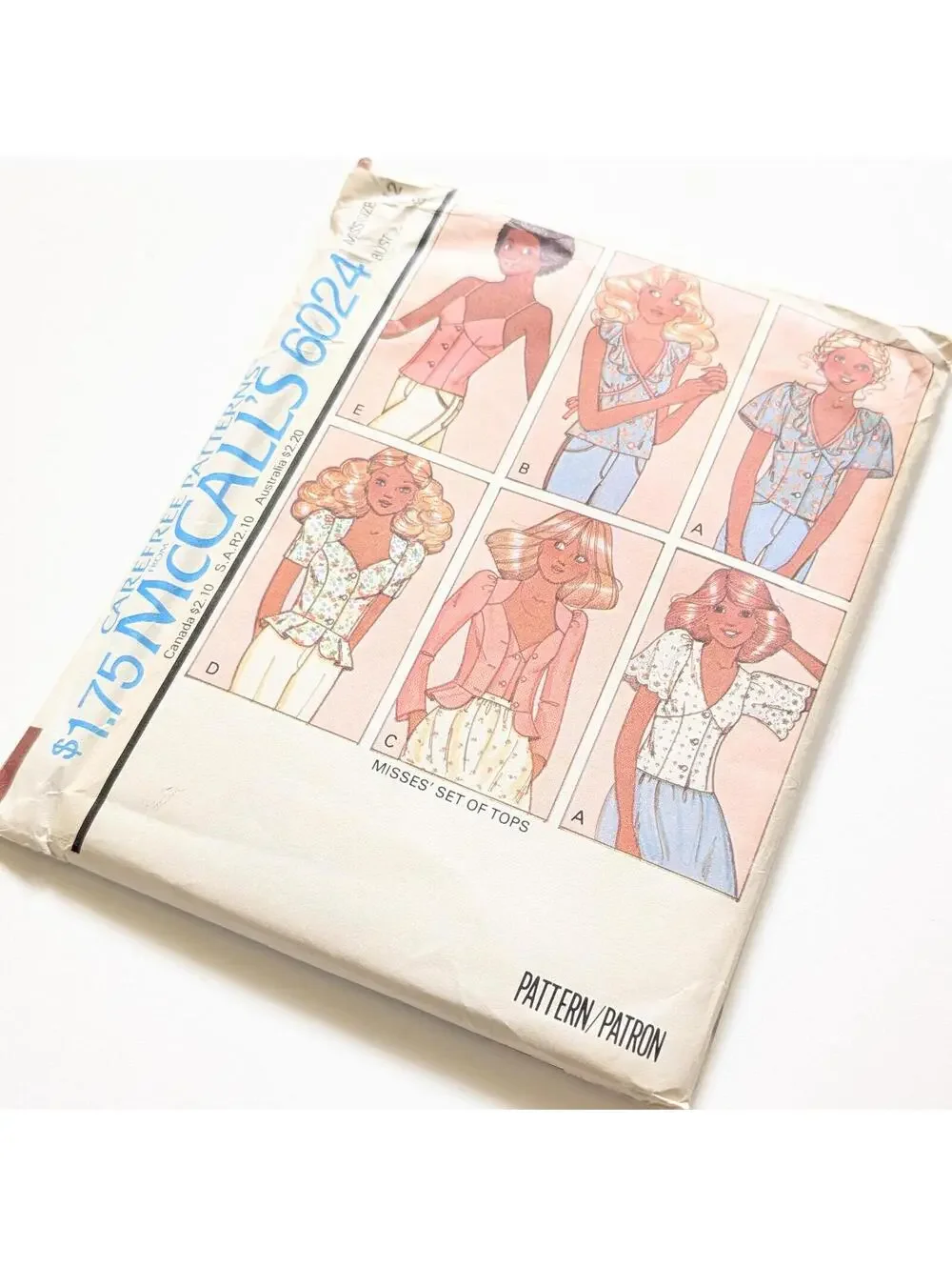 1978 Vintage McCall's 6024 Sewing Pattern - Misses Set of Tops